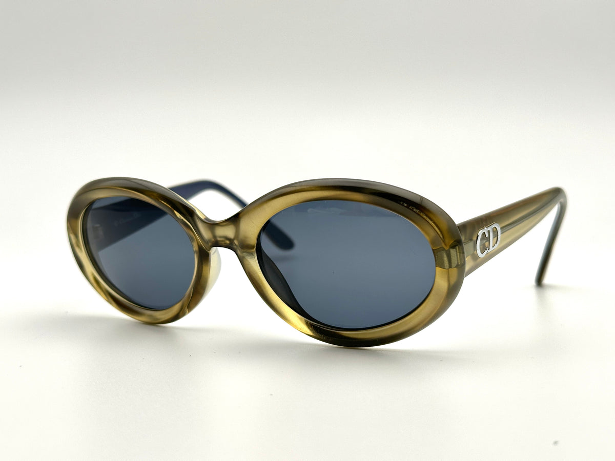 Christian Dior 2919A Vintage Oval Sunglasses Olive Navy 90s Made in Austria