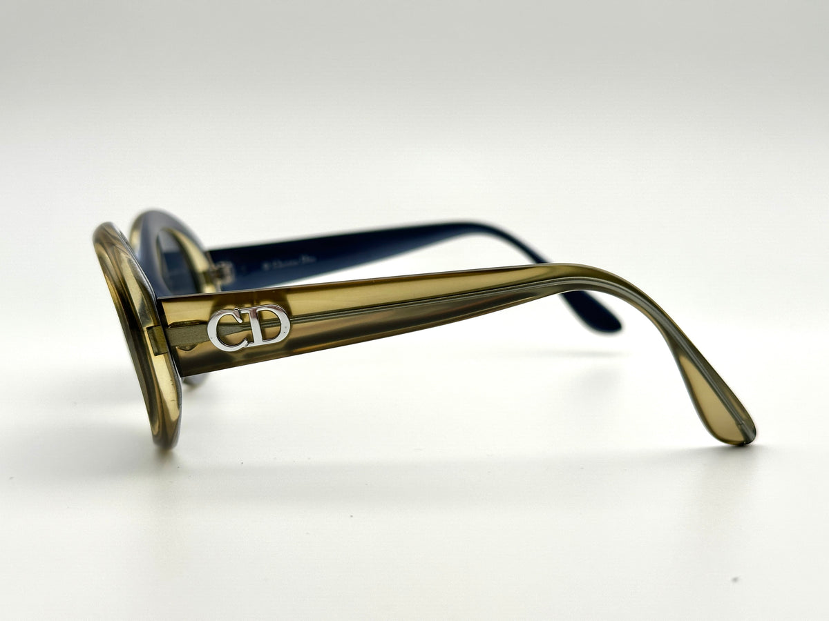 Christian Dior 2919A Vintage Oval Sunglasses Olive Navy 90s Made in Austria