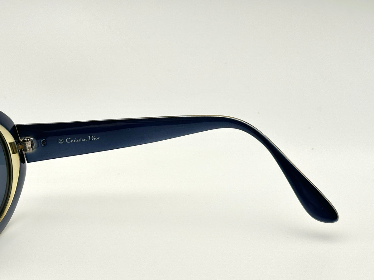 Christian Dior 2919A Vintage Oval Sunglasses Olive Navy 90s Made in Austria