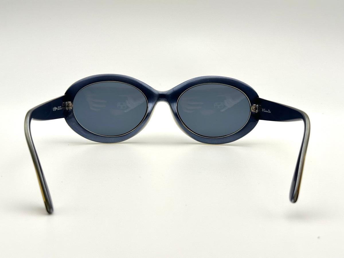 Christian Dior 2919A Vintage Oval Sunglasses Olive Navy 90s Made in Austria