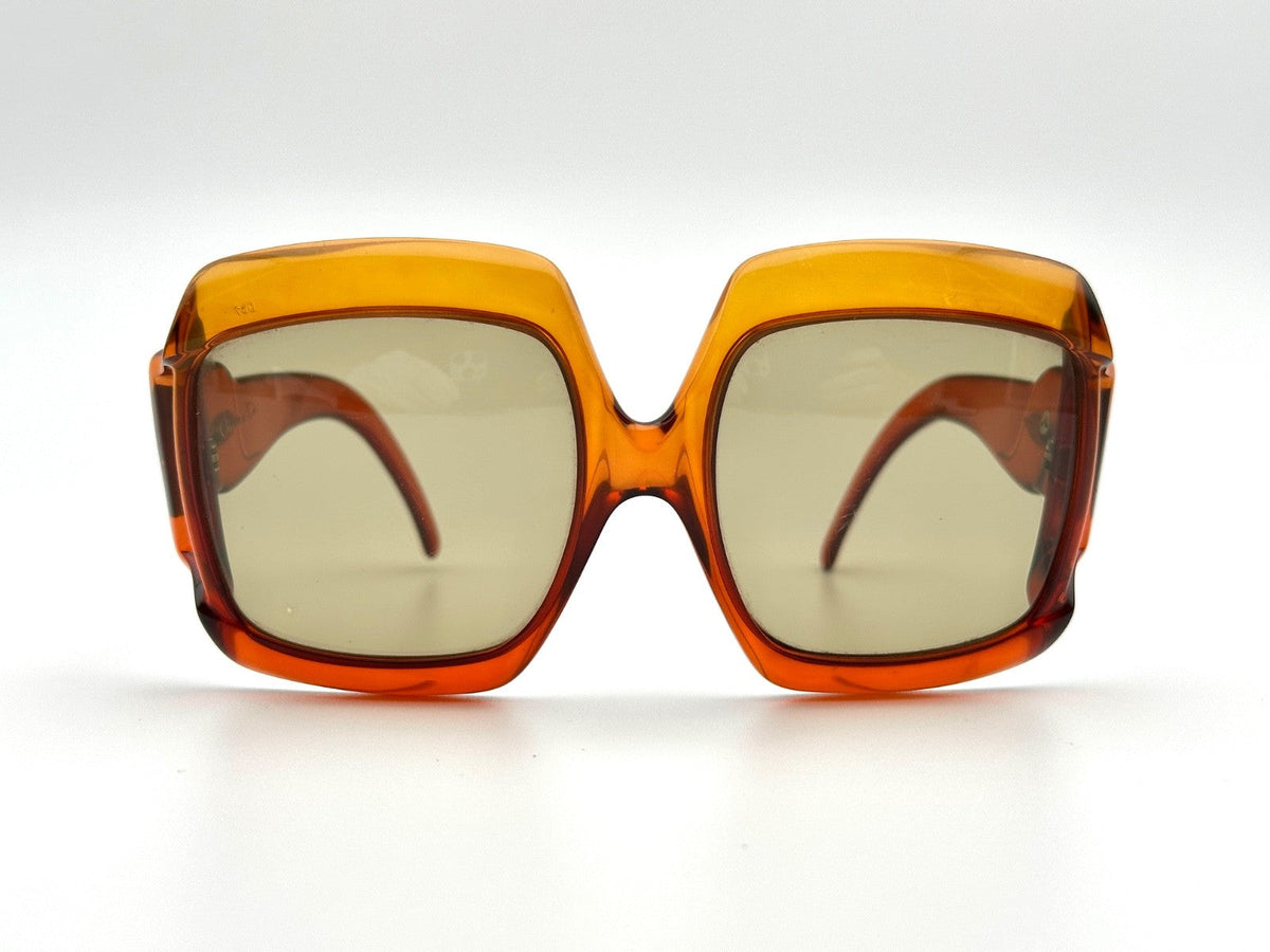 Christian Dior vintage 1970s oversized sunglasses, amber optyl square brown lens
