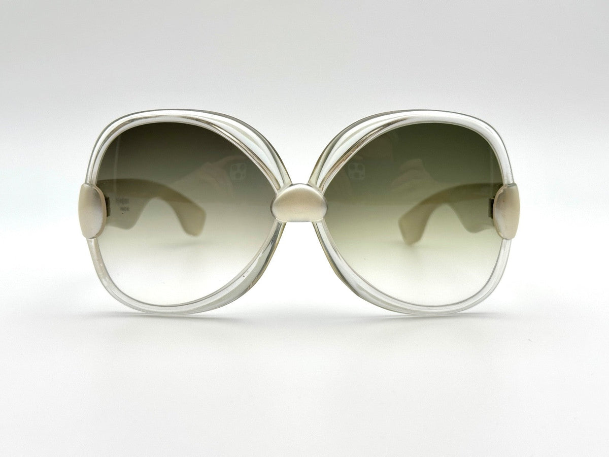 Yves Saint Laurent YSL 653 vintage 1970s oversized sunglasses, pearl white, France